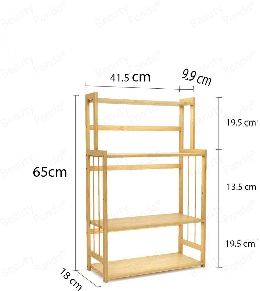 Beauty Panda Wood Spice Rack Organizer - Seasoning Organizer for Cabinet - 4 Tier Spice Shelf Teak Wooden - Stackable Free Standing Space Saving Spice Rack for Countertop , Kitchen (SP4)