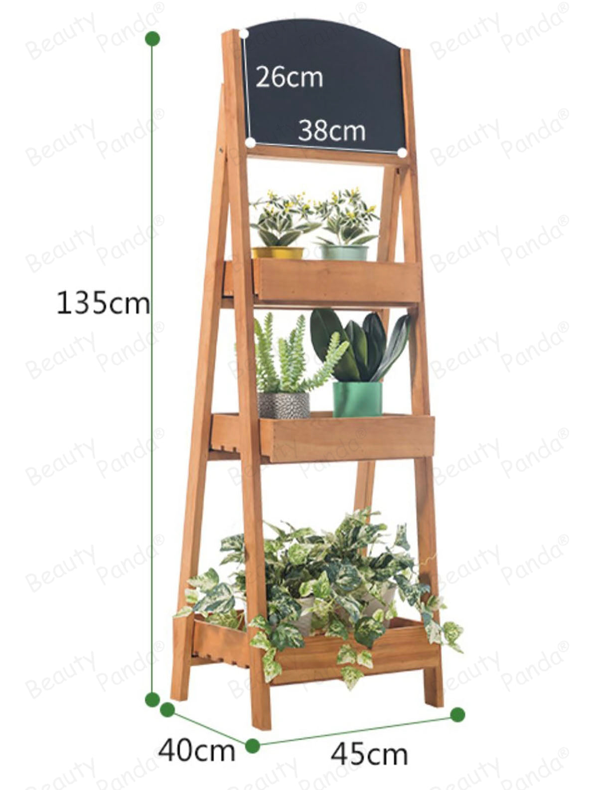 Beauty Panda Teak Wood Chalkboard Sign Free Standing Chalkboard Easel/Sturdy Sidewalk Sign Sandwich Board/Outdoor with Plant Stand and Chalk Board for Weddings & More! (EAS4)