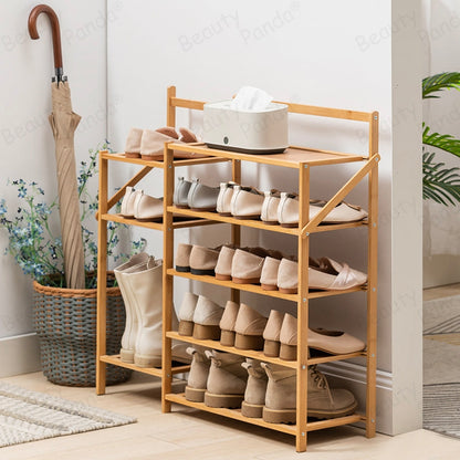 Beauty Panda® Teak Wood 8 Tier Shoe Rack, Premium Shoe Organizer SH448T, Natural Wood)