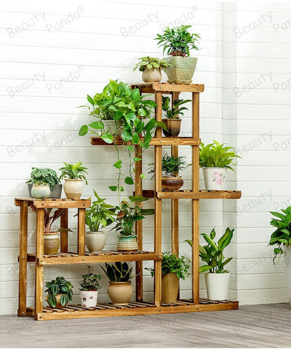 Beauty Panda® Teak Wood Multipurpose Plant Stand Indoor Outdoor Planter Display Shelving (60F)