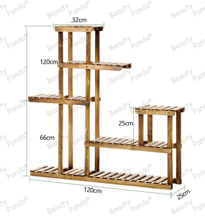 Beauty Panda® Teak Wood Multipurpose Plant Stand Indoor Outdoor Planter Display Shelving (60F)