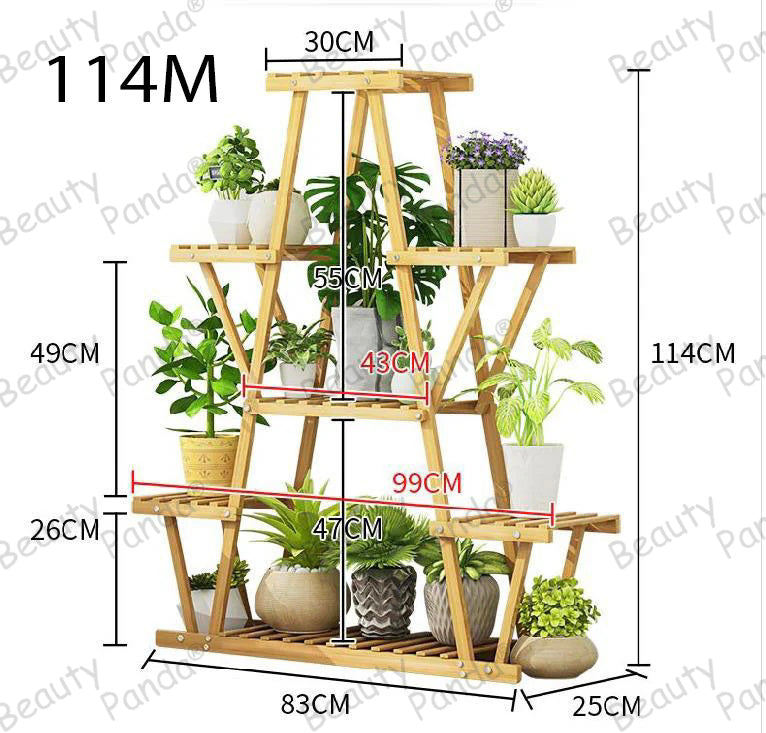 Beauty Panda Teak Wood Indoor/Outdoor Plant Stand for Home Garden Balcony Living Room Decor (114M)