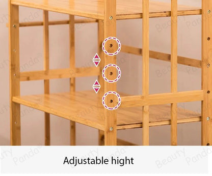 Beauty Panda® Teak Wood 4 Tire Multipurpose Stand for Kitchen Storage, Microwave & OTG Oven Rack, Shoe Rack, Office Organizer, Bookshelf Utensil Kitchen Rack (KT04)