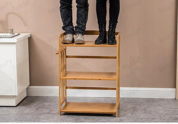 Beauty Panda® Teak Wood 3 Tire Multipurpose Stand for Kitchen Storage, Microwave & OTG Oven Rack, Shoe Rack, Office Organizer, Bookshelf Utensil Kitchen Rack (KT03)