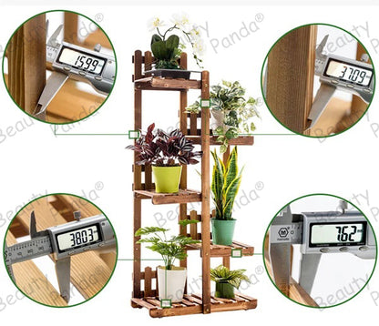 Beauty Panda® Teak Wood Multipurpose Plant Stand/Pot Stand | Living Room Side Stand/Flower Pot Stand | Vase Stand | Indoor Outdoor Planter Display Shelving (LA5, Natural Wood)