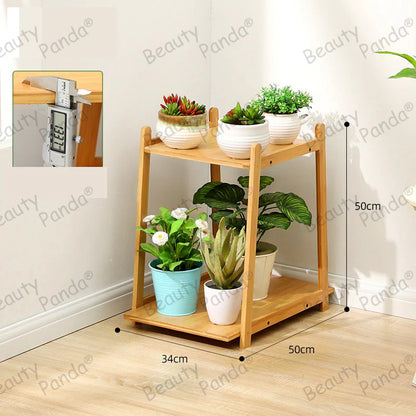 Beauty Panda Teak Wood Indoor/Outdoor Plant Stand for Home Garden Balcony Living Room Decor (BH2)