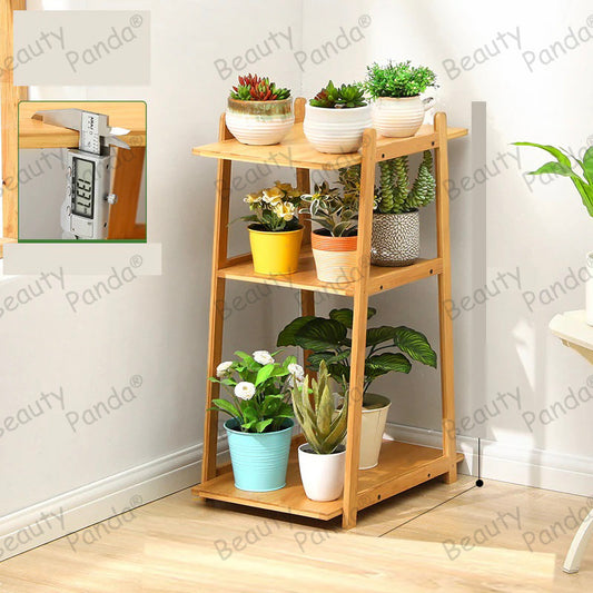 Beauty Panda Teak Wood Indoor/Outdoor Plant Stand for Home Garden Balcony Living Room Decor (BH3)