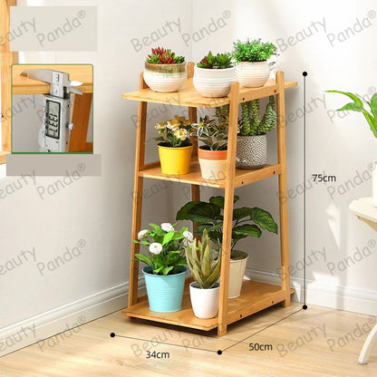 Beauty Panda Teak Wood Indoor/Outdoor Plant Stand for Home Garden Balcony Living Room Decor (BH3)