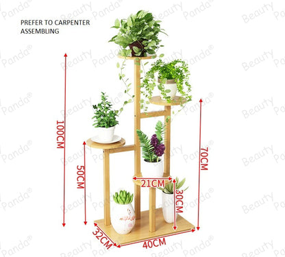 Beauty Panda Teak Wood Indoor/Outdoor Plant Stand for Home Garden Balcony Living Room Decor (TR44)