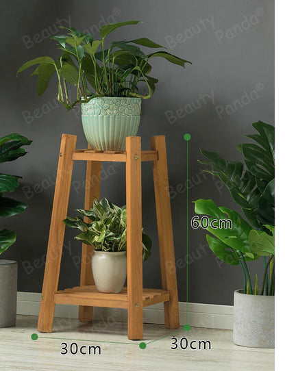 Beauty Panda Teak Wood Indoor/Outdoor Plant Stand for Home Garden Balcony Living Room Decor (ST8L)