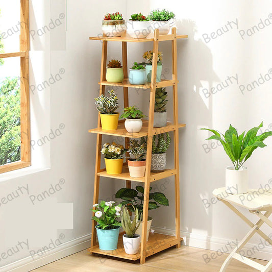 Beauty Panda Teak Wood Indoor/Outdoor Plant Stand for Home Garden Balcony Living Room Decor (BH5)