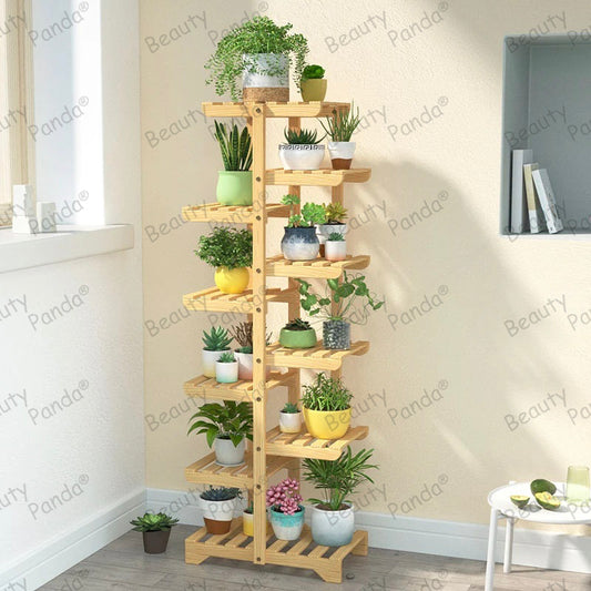 Beauty Panda Teak Wood Indoor/Outdoor Plant Stand for Home Garden Balcony Living Room Decor (L10)