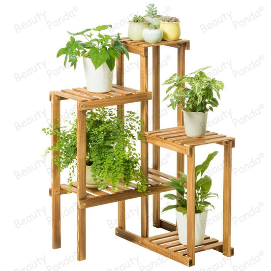 Beauty Panda Teak Wood Indoor/Outdoor Plant Stand for Home Garden Balcony Living Room Decor (CORNERL)