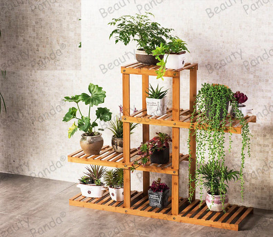 Beauty Panda Teak Wood Indoor/Outdoor Plant Stand for Home Garden Balcony Living Room Decor (LA02M)