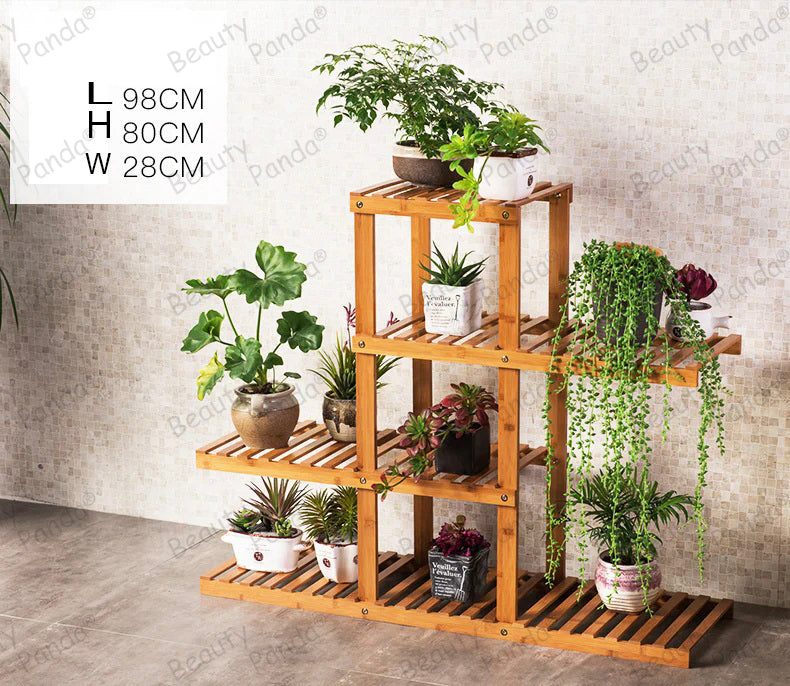 Beauty Panda Teak Wood Indoor/Outdoor Plant Stand for Home Garden Balcony Living Room Decor (LA02M)