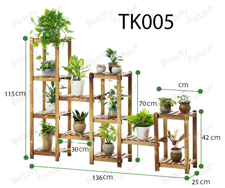Beauty Panda Teak Wood Indoor/Outdoor Plant Stand for Home Garden Balcony Living Room Decor (TK005)