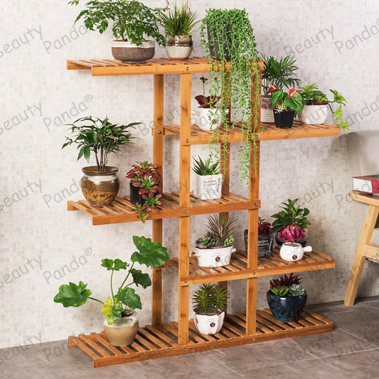 Beauty Panda Teak Wood Indoor/Outdoor Plant Stand for Home Garden Balcony Living Room Decor (LA02L)