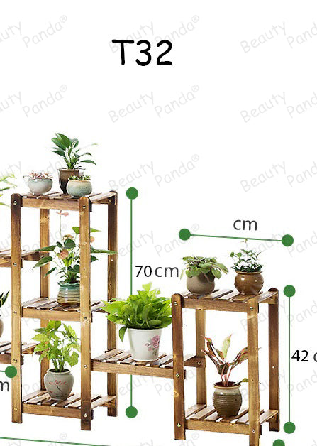 Beauty Panda Teak Wood Indoor/Outdoor Plant Stand for Home Garden Balcony Living Room Decor (T32)