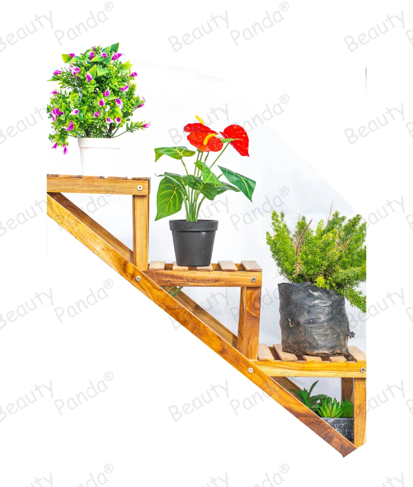Beauty Panda Teak Wood Indoor/Outdoor Plant Stand for Home Garden Balcony Living Room Decor (SQ01)