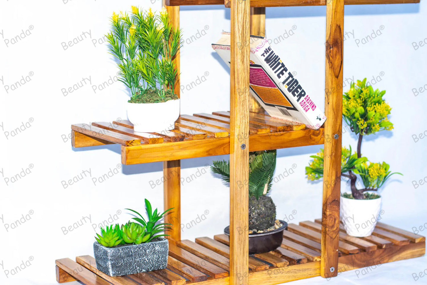 Beauty Panda Teak Wood Indoor/Outdoor Plant Stand for Home Garden Balcony Living Room Decor (114M)