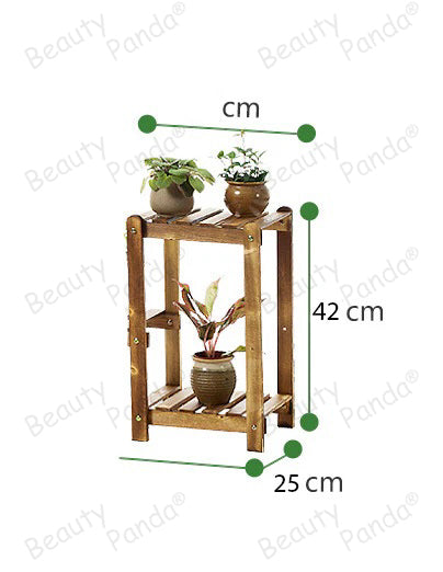 Beauty Panda Teak Wood Indoor/Outdoor Plant Stand for Home Garden Balcony Living Room Decor (T2)