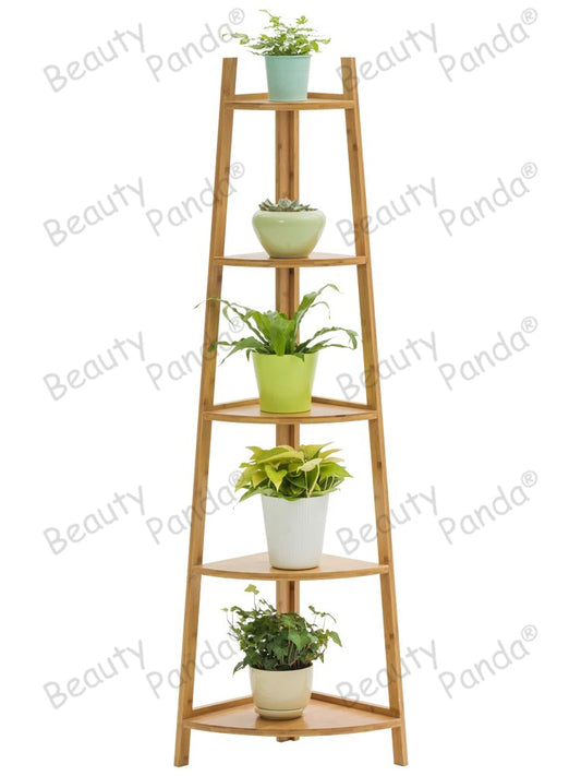 Beauty Panda Teak Wood Indoor/Outdoor Plant Stand for Home Garden Balcony Living Room Decor (CN1BK)