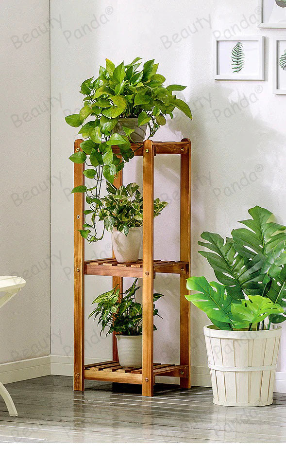 Beauty Panda Teak Wood Indoor/Outdoor Plant Stand for Home Garden Balcony Living Room Decor (TK005)
