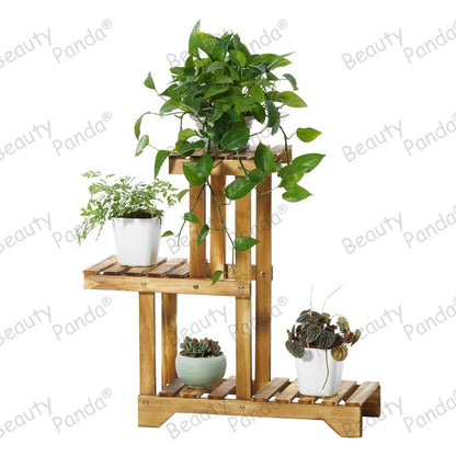 Beauty Panda Teak Wood Indoor/Outdoor Plant Stand for Home Garden Balcony Living Room Decor (S15)