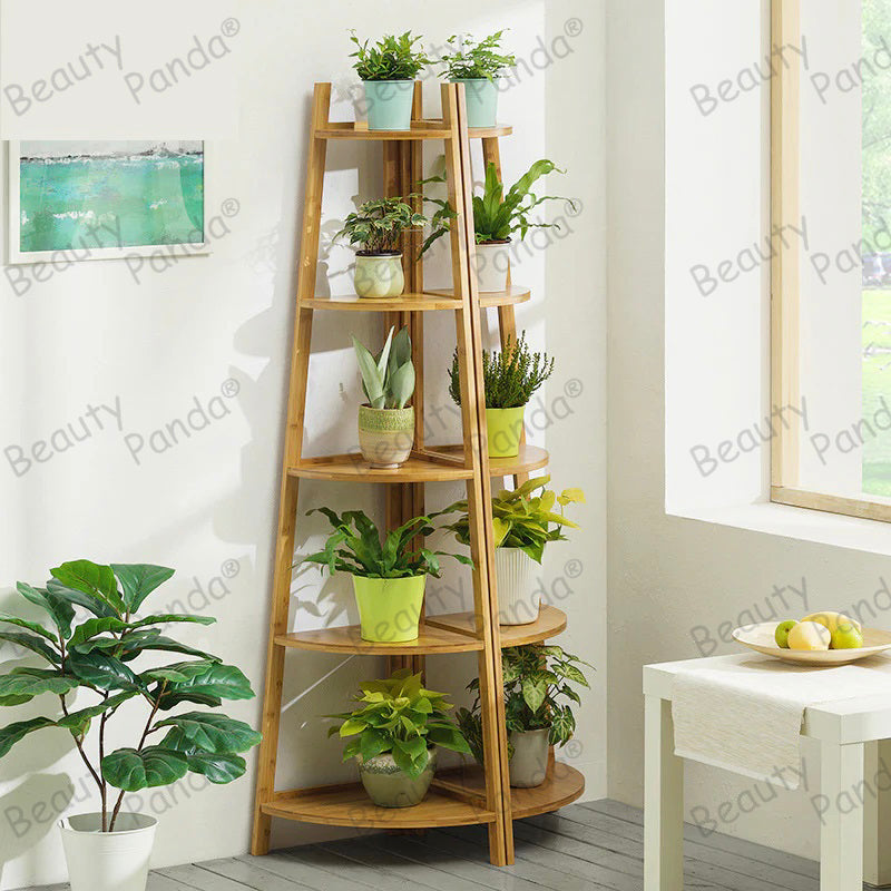 Beauty Panda Teak Wood Indoor/Outdoor Plant Stand for Home Garden Balcony Living Room Decor (CN2BK)