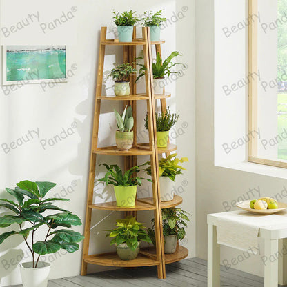 Beauty Panda Teak Wood Indoor/Outdoor Plant Stand for Home Garden Balcony Living Room Decor (CN2BK)