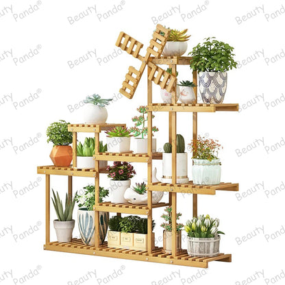 Beauty Panda Teak Wood Indoor/Outdoor Plant Stand for Home Garden Balcony Living Room Decor (70F)