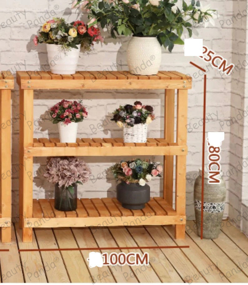Beauty Panda Teak Wood Indoor/Outdoor Plant Stand for Home Garden Balcony Living Room Decor (BN13)