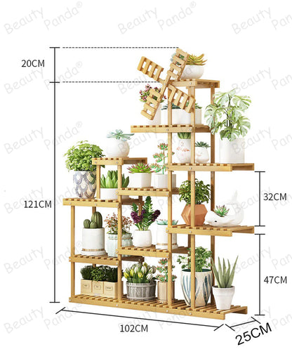 Beauty Panda Teak Wood Indoor/Outdoor Plant Stand for Home Garden Balcony Living Room Decor (70F)