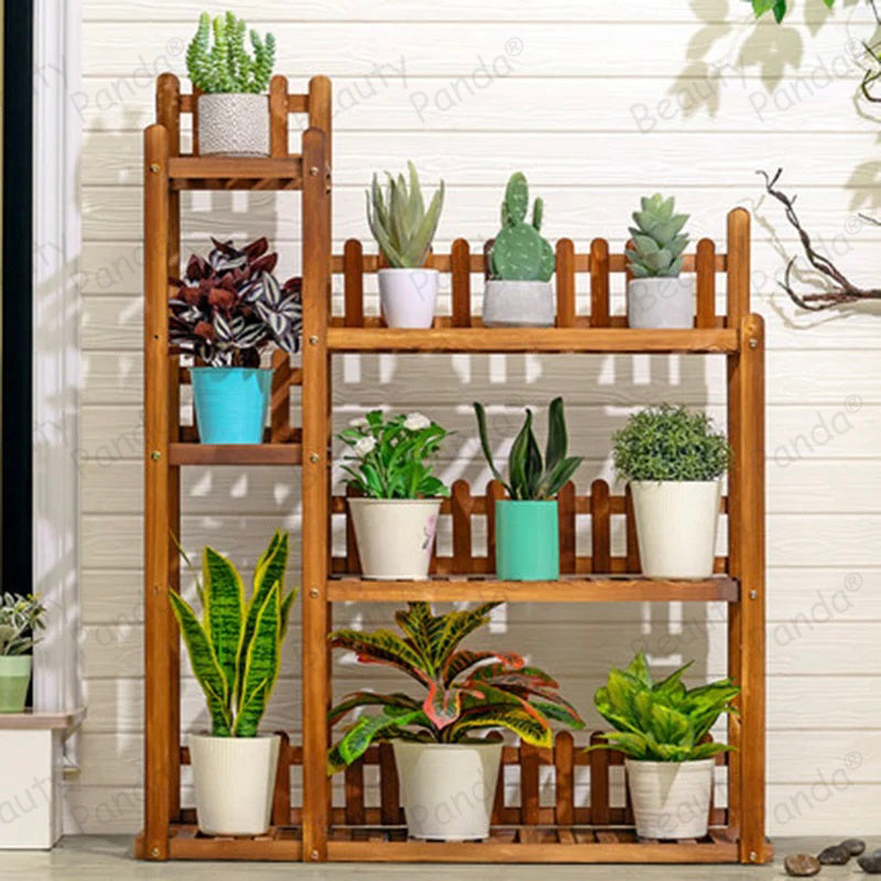 Beauty Panda® Teak Wood Multipurpose Plant Stand Indoor Outdoor Planter Display Shelving (F6)