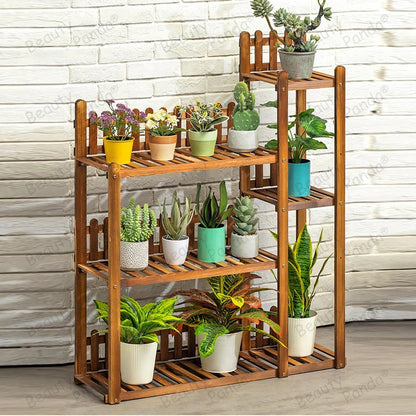 Beauty Panda® Teak Wood Multipurpose Plant Stand Indoor Outdoor Planter Display Shelving (F6)
