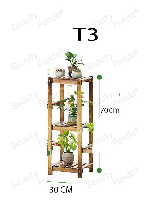 Beauty Panda Teak Wood Indoor/Outdoor Plant Stand for Home Garden Balcony Living Room Decor (T3)