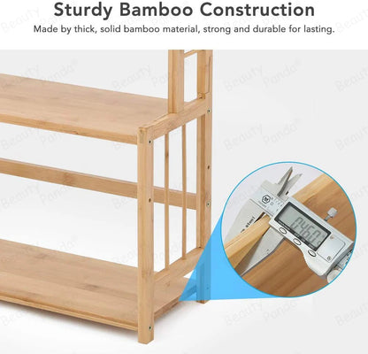 Beauty Panda Wood Spice Rack Organizer - Seasoning Organizer for Cabinet - 3 Tier Spice Shelf Teak Wooden - Stackable Free Standing Space Saving Spice Rack for Countertop , Kitchen (SP3)