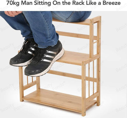 Beauty Panda Wood Spice Rack Organizer - Seasoning Organizer for Cabinet - 3 Tier Spice Shelf Teak Wooden - Stackable Free Standing Space Saving Spice Rack for Countertop , Kitchen (SP3)