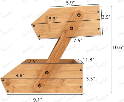 Beauty Panda Wooden 2 Layer Fruit and Vegetable Stand Basket Storage Rack (FT02S)