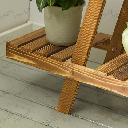 Beauty Panda Teak Wood Indoor/Outdoor Plant Stand for Home Garden Balcony Living Room Decor (A2)