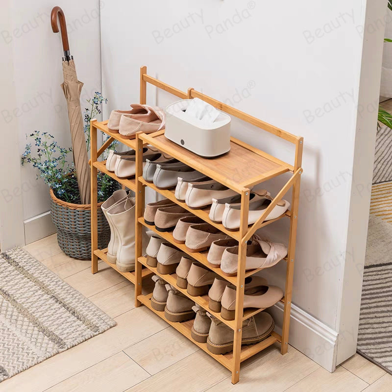 Beauty Panda® Teak Wood 8 Tier Shoe Rack, Premium Shoe Organizer SH448T, Natural Wood)