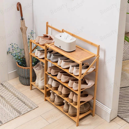 Beauty Panda® Teak Wood 8 Tier Shoe Rack, Premium Shoe Organizer SH448T, Natural Wood)