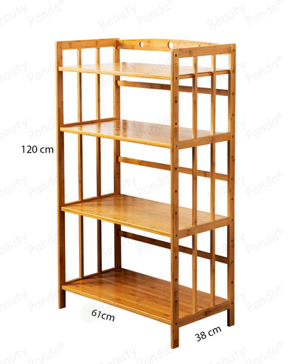 Beauty Panda® Teak Wood 4 Tire Multipurpose Stand for Kitchen Storage, Microwave & OTG Oven Rack, Shoe Rack, Office Organizer, Bookshelf Utensil Kitchen Rack (KT04)