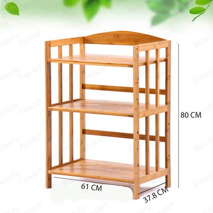 Beauty Panda® Teak Wood 3 Tire Multipurpose Stand for Kitchen Storage, Microwave & OTG Oven Rack, Shoe Rack, Office Organizer, Bookshelf Utensil Kitchen Rack (KT03)