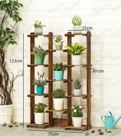 Beauty Panda® Teak Wood Multipurpose Plant Stand Indoor Outdoor Planter Display Shelving (3B11)