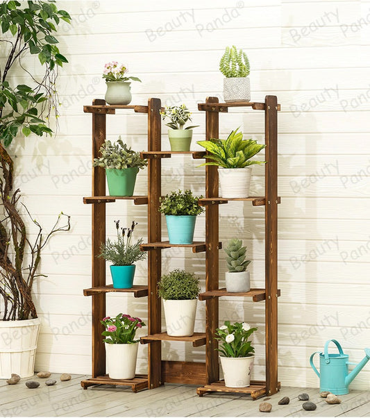 Beauty Panda® Teak Wood Multipurpose Plant Stand Indoor Outdoor Planter Display Shelving (3B11)