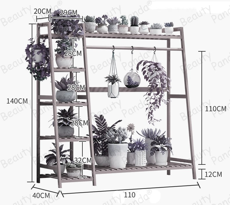 Beauty Panda Tier Teak Wood Plant Stand, Ladder Plant Stand Tiered Plant Shelf for Multiple Plants, Indoor & Outdoor Flower Pots (LSH110)