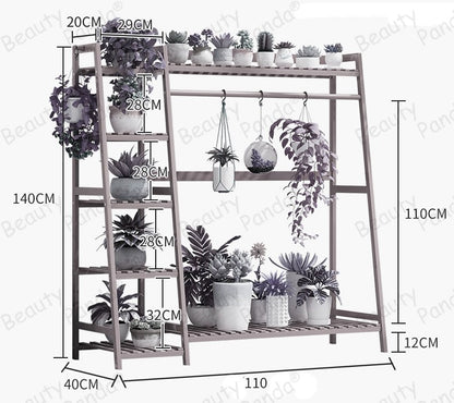 Beauty Panda Tier Teak Wood Plant Stand, Ladder Plant Stand Tiered Plant Shelf for Multiple Plants, Indoor & Outdoor Flower Pots (LSH110)