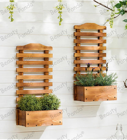 Beauty Panda®Teak Wood Plant Stand Indoor Outdoor, Hanging Plant Shelf for Living Room Garden Patio Yard Balcony (HS2)