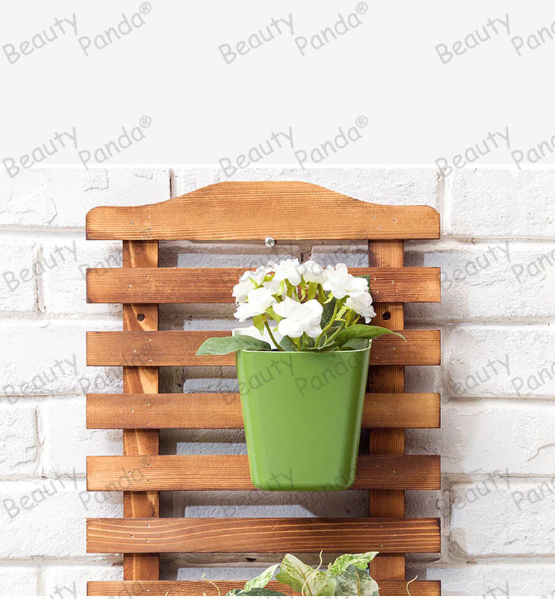 Beauty Panda®Teak Wood Plant Stand Indoor Outdoor, Hanging Plant Shelf for Living Room Garden Patio Yard Balcony (HS3)